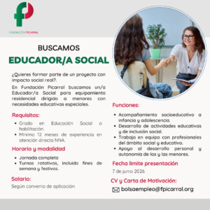 Oferta laboral educadora social